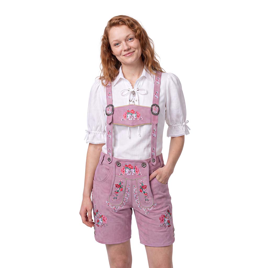 Womens Oktoberfest Outfit Lederhosen Suede Leather Oktoberfest Dress Rose Pink