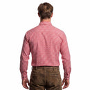 back view of Close view of Men’s Checked Red Berry Oktoberfest Shirt Authentic German Shirt
