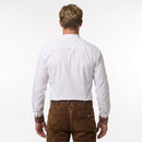 Men's Bavarian Shirt White Band Collar Oktoberfest Shirt for Men with Traditional Embroidery Back View