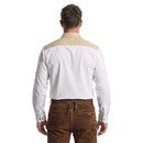 back view of White Cotton Oktoberfest Shirt with Traditional Embroidery