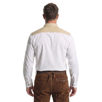 back view of White Cotton Oktoberfest Shirt with Traditional Embroidery