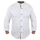 White Bavarian men's shirt with traditional embroidery and mandarin collar, front view