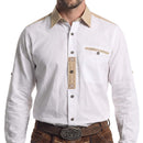 close up of White Cotton Oktoberfest Shirt with Traditional Embroidery