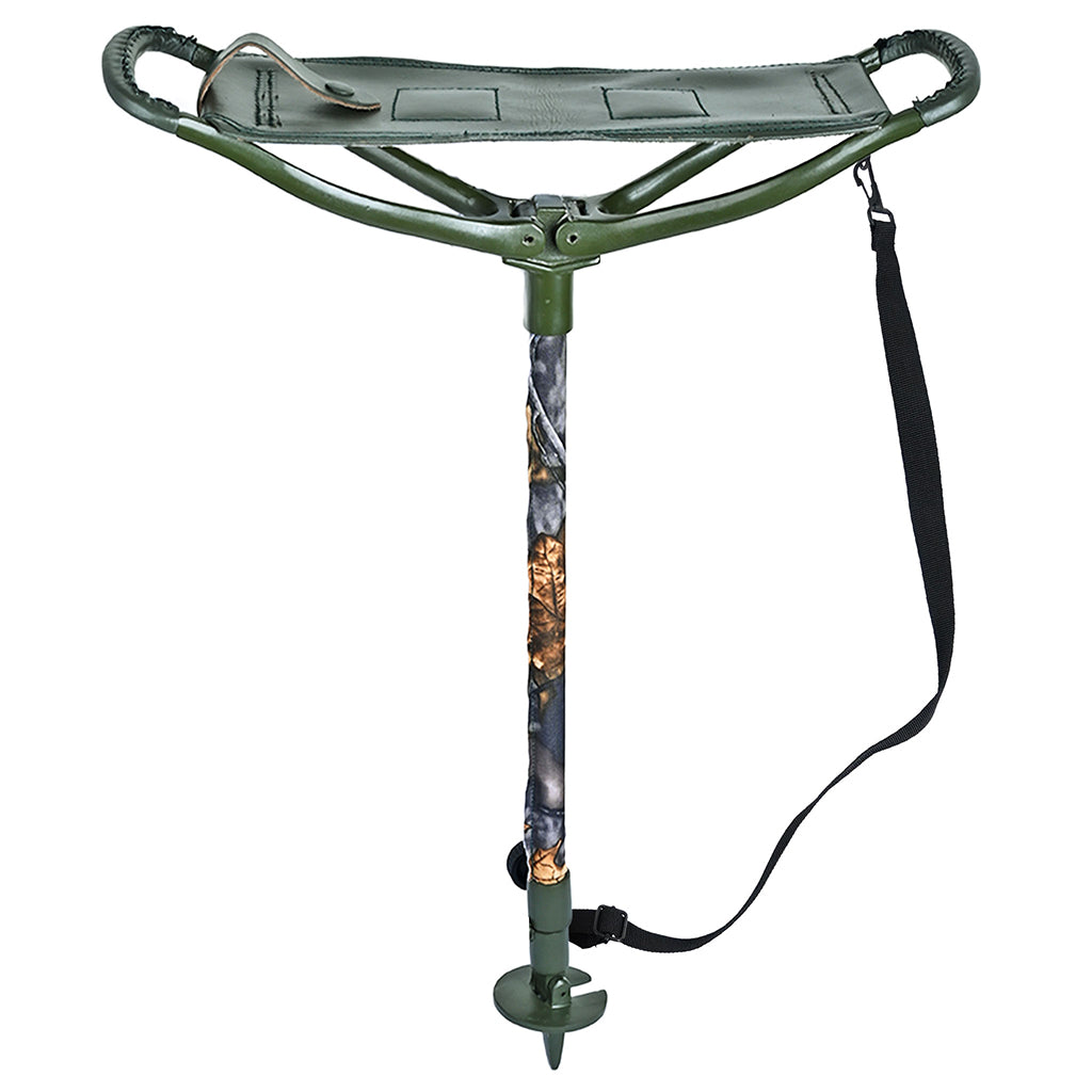 Gentry Choice adjustable walking stick with seat, forest green camouflage, full view