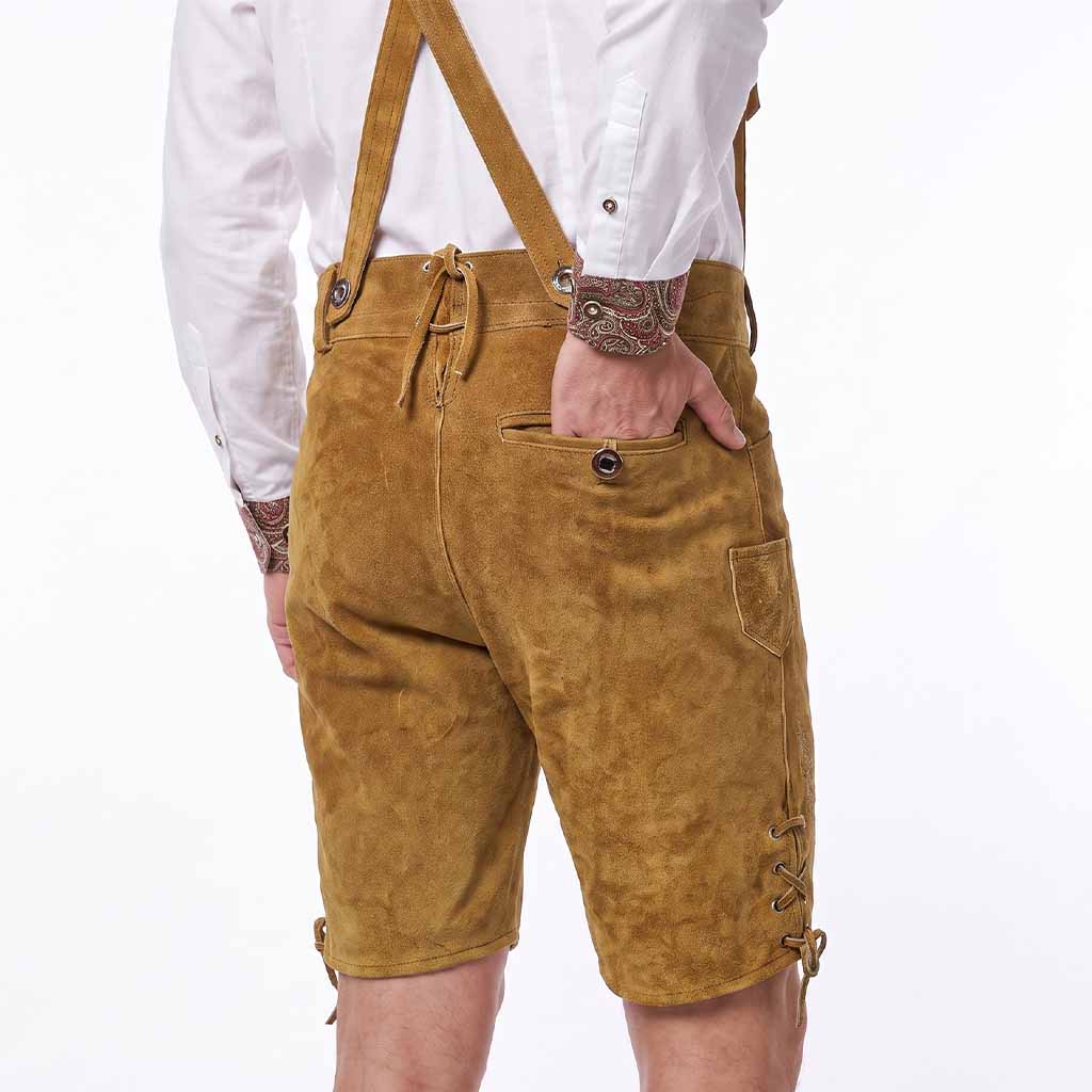 Mens Oktoberfest Outfit Suede leather Lederhosen Costume 'Tillich' Golden Brown