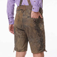 Mens Oktoberfest outfit Suede leather Lederhosen 'Klose' German Outfit with Waist Belt
