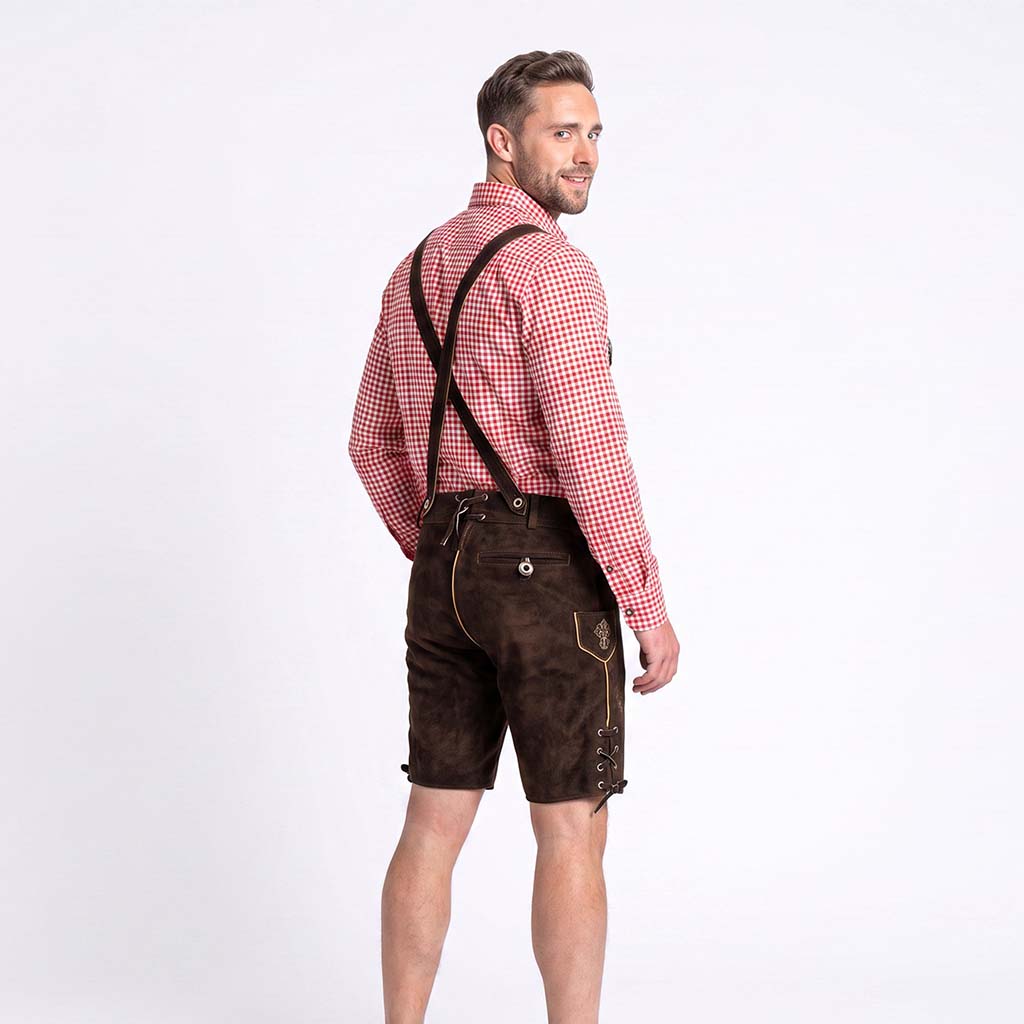 Mens Oktoberfest Outfit Bavarian Suede Leather Lederhosen 'Otto' Dark
