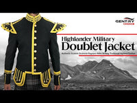 Highlander Military Doublet Jacket Scottish Jacket Black Bagpiper Uniform