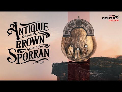 Scottish Leather Sporran with Antique Chrome Brown Rabbit Fur Kilt Sporran