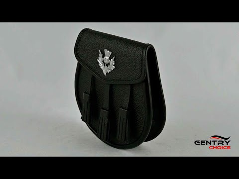 Scottish Kilt Sporran Thistle Mounted Front with Triple Tassels