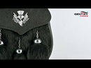 Traditional Thistle Mounted Kilt Sporran with Black Rabbit Fur and Triple Tassels