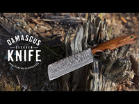 Damascus Cleaver Knife with Rose-wood Handle KCL1201RED