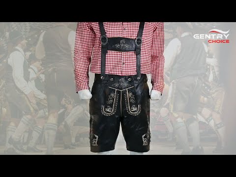 Mens Oktoberfest Costumes | Bavarian Lederhosen Leather Albert Black