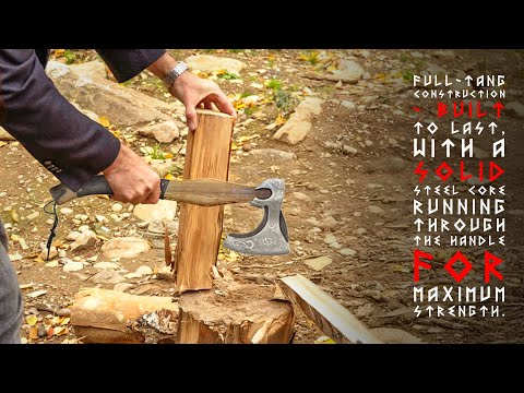 Handmade Viking Axe with Ashwood Handle & Leather Roping