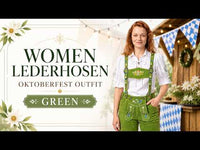 Authentic Oktoberfest Outfit Womens Suede Leather Lederhosen Green 