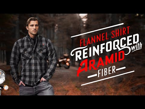 RIDERACT® Men's Flannel Motorcycle Shirt with Armors Road Series Black & Grey