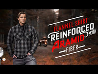 RIDERACT® Men's Flannel Motorcycle Shirt with Armors Road Series Black & Grey