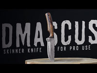 Damascus Skinning Knife Rain Drop Pattern Micarta Wood Handle KSK1304DBRN
