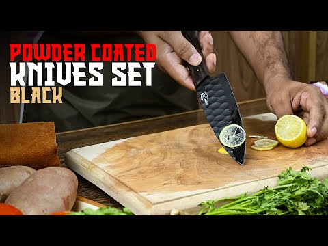 Carbon Steel Chef Knives Set of 5 with Wenge Wood Handles AMK054BLK