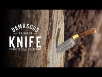 Handmade Damascus Skinner Knife Twisted Pattern with Rose-wood Handle KSK1305