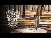 J2 Stainless Steel Skinning Knife with Rosewood Handle & Sheath