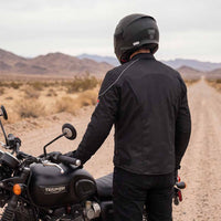 Back view of RiderACT Cordura motorcycle jacket with classic riding fit