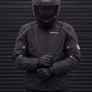 RiderACT black motorcycle jacket with CE protective armor design