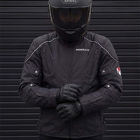 RiderACT black motorcycle jacket with CE protective armor design