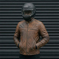 RIDERACT vintage style cafe racer leather jacket for motorcycle enthusiasts