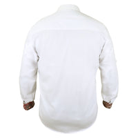 Back view of white 100% cotton Bavarian men's shirt