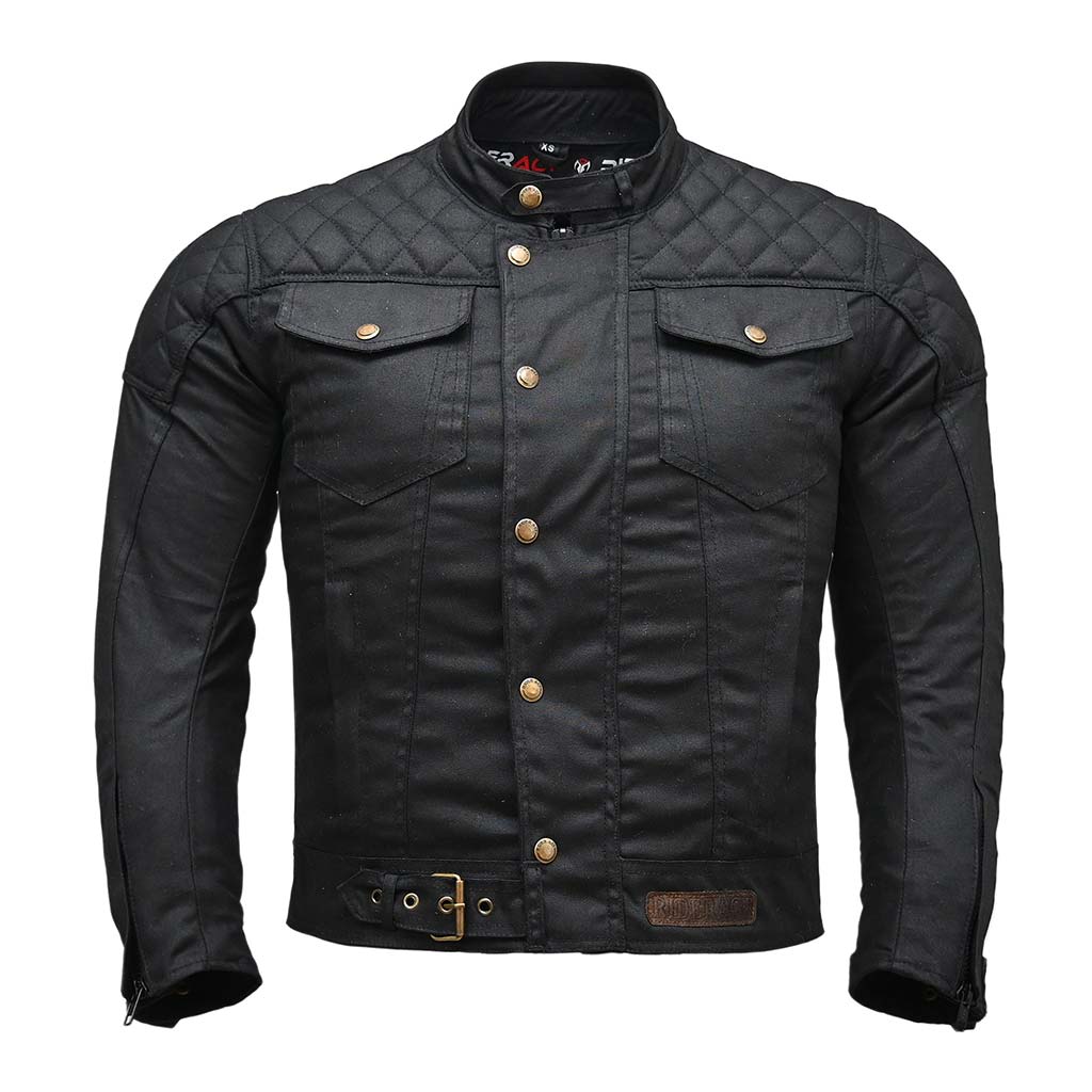 RIDERACT® Stellar Waxed Cotton Motorcycle Jacket | Waterproof Biker Jacket