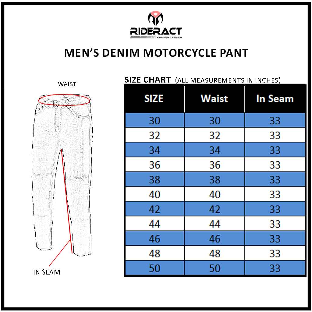 RIDERACT® Men's Reinforced Bikers Jeans Motorbike Pants Black