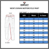 Image of Denim motorcycle pant size chart